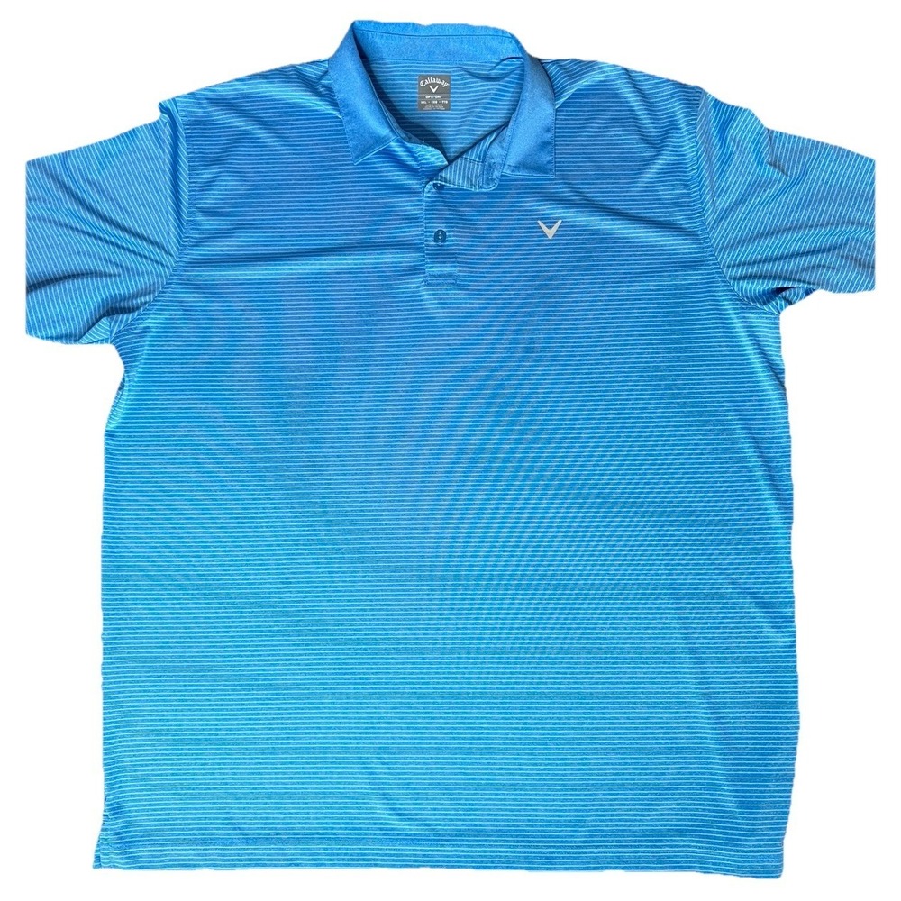 Callaway Golf Polo XXL Blue Striped Polo Moisture‎ Wicking Polyester